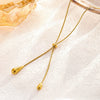Titanium Steel Water Drop Shape Necklace And Tassel Earrings With Snake Bone Chain For Women Electroplated