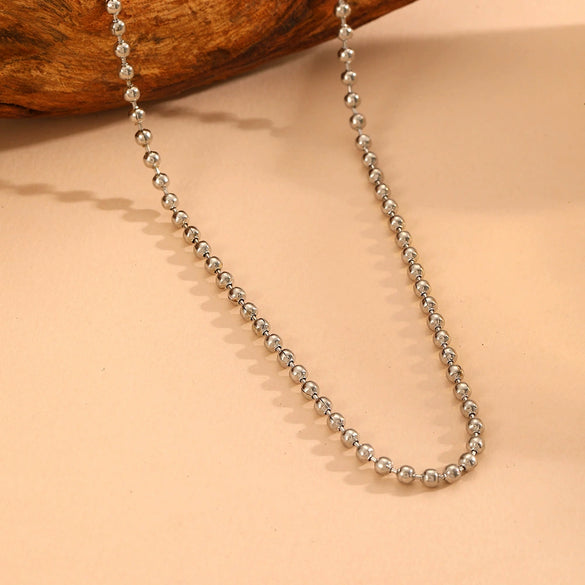 Titanium Steel Wave Bead Jewelry Set With Flower Pattern For Women Include Necklace Bracelet Anklet