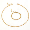Titanium Steel Wave Bead Jewelry Set With Flower Pattern For Women Include Necklace Bracelet Anklet