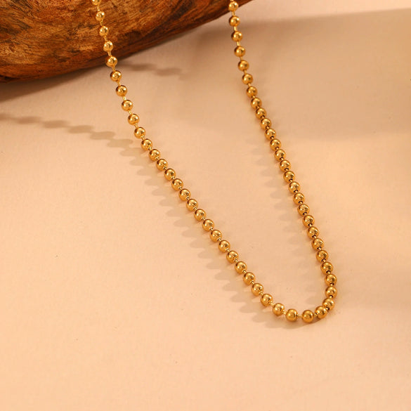 Titanium Steel Wave Bead Jewelry Set With Flower Pattern For Women Include Necklace Bracelet Anklet