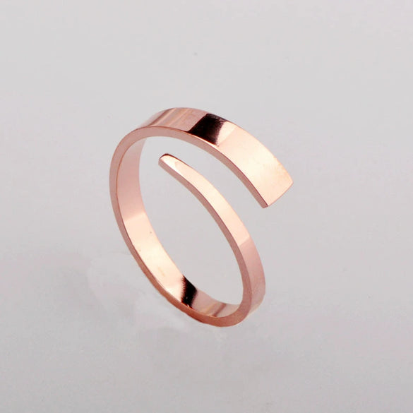 Titanium Steel Wave Pattern Electroplated Fashion Ring For Girls