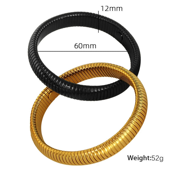 316L Stainless Steel Wide Surface Elastic Snake Bone Bracelet With Exotic Style And Electroplating Treatment
