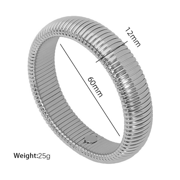 316L Stainless Steel Wide Surface Elastic Snake Bone Bracelet With Exotic Style And Electroplating Treatment