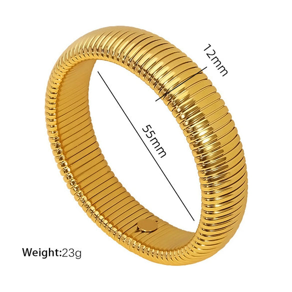 316L Stainless Steel Wide Surface Elastic Snake Bone Bracelet With Exotic Style And Electroplating Treatment