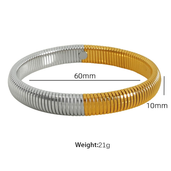 316L Stainless Steel Wide Surface Elastic Snake Bone Bracelet With Exotic Style And Electroplating Treatment