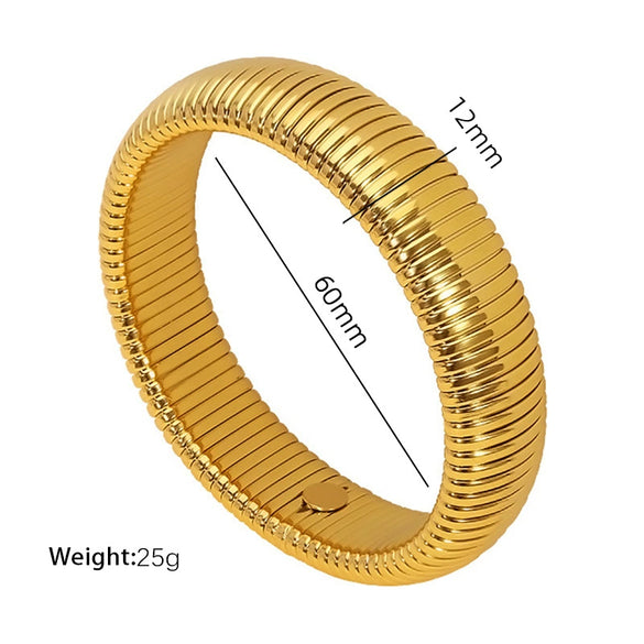 316L Stainless Steel Wide Surface Elastic Snake Bone Bracelet With Exotic Style And Electroplating Treatment