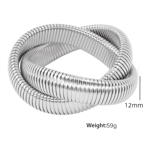316L Stainless Steel Wide Surface Elastic Snake Bone Bracelet With Exotic Style And Electroplating Treatment
