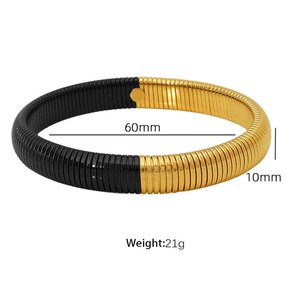 316L Stainless Steel Wide Surface Elastic Snake Bone Bracelet With Exotic Style And Electroplating Treatment
