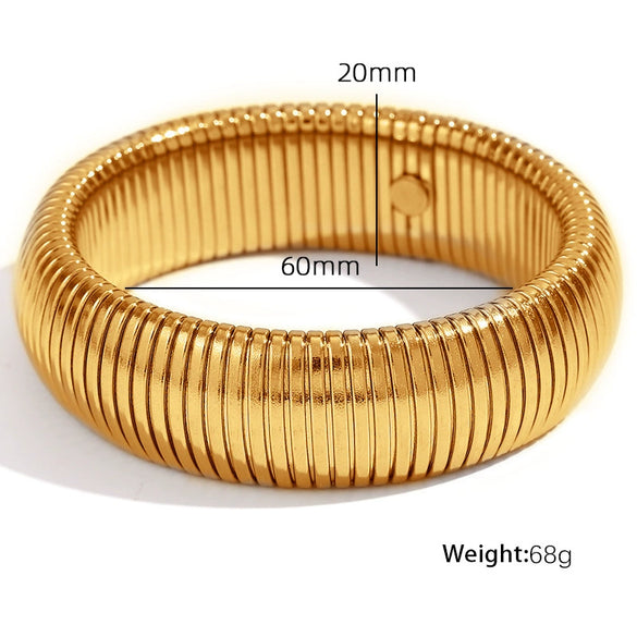 316L Stainless Steel Wide Surface Elastic Snake Bone Bracelet With Exotic Style And Electroplating Treatment