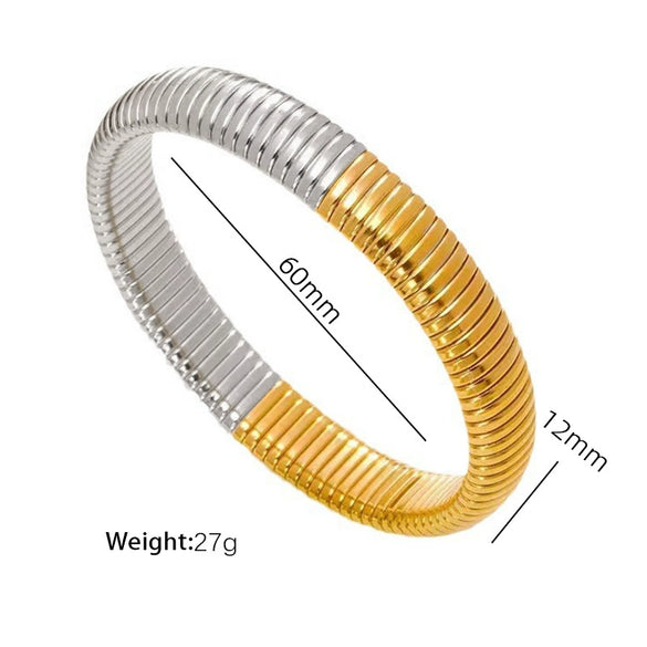 316L Stainless Steel Wide Surface Elastic Snake Bone Bracelet With Exotic Style And Electroplating Treatment