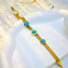 Titanium Steel Wide Surface Round Electroplated Women's Jewelry Bracelet With Turquoise