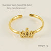 316L Stainless Steel Women's Airplane Ring With Geometric And Four Leaf Clover Pattern Electroplated Design