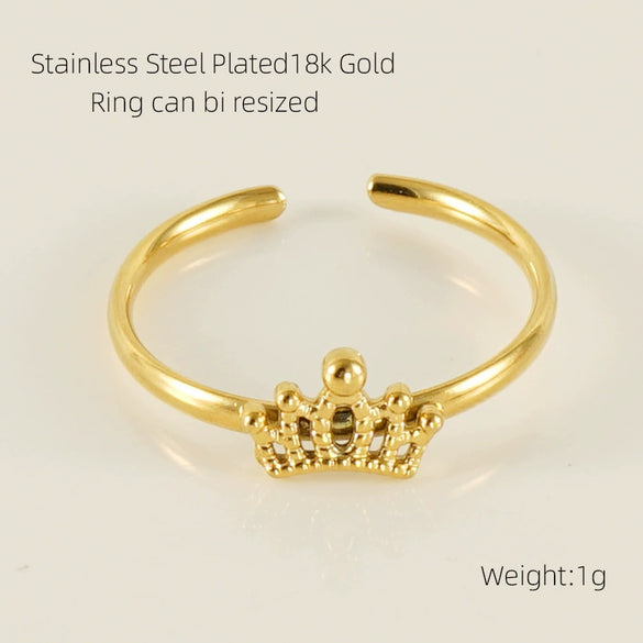 316L Stainless Steel Women's Airplane Ring With Geometric And Four Leaf Clover Pattern Electroplated Design