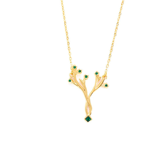 Titanium Steel Women's Allmatch Tree Of Life Inlaid Multicolor Zircon Electroplated Collarbone Necklace