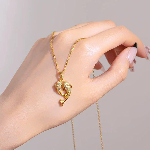 Titanium Steel Women's Animal Zodiac Diamond Set Pendant Necklace