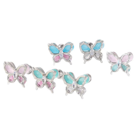 Titanium Steel Women's Animals Style Inlaid Zircon Butterfly Earrings