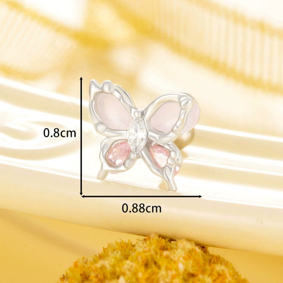 Titanium Steel Women's Animals Style Inlaid Zircon Butterfly Earrings