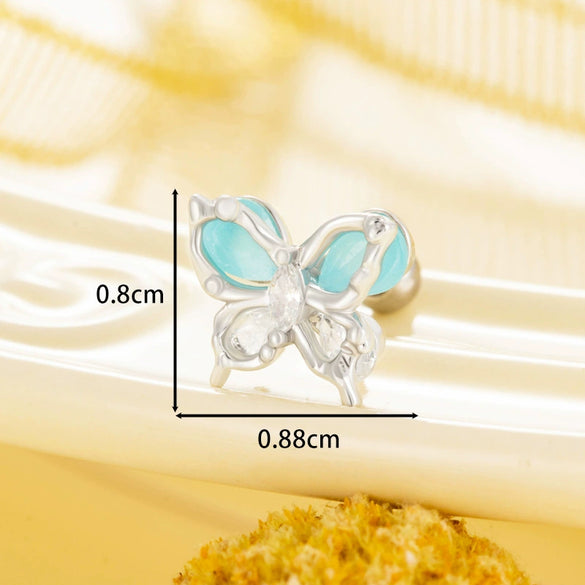Titanium Steel Women's Animals Style Inlaid Zircon Butterfly Earrings
