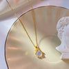 Titanium Steel Women's Animals Zodiac Firefly Pendant Necklace With Mixed Gem Inlay And Diamond Design