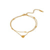 Titanium Steel Women's Anklet With 18K Gold Heart Pendant And Oval Bead Chain Geometric Pattern Simple Style