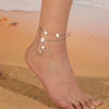 Titanium Steel Women's Anklet With Multiple Small Flower Tassels And Small Grass Hollow Doublelayer Design