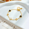 Titanium Steel Women's Black And White Hollow Love Pattern Electroplated Bracelet