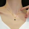 Titanium Steel Women's Blue Crown Full Zirconium Set Real Gold Necklace With Geometric Pattern And Diamond Design