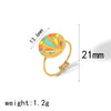 Titanium Steel Women's Bohemian Style Ring With Oil Dropping Design And Heart Flowers Animals Zodiac Patterns