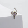 Titanium Steel Women's Bow Purple Zircon Earrings Ear Nails