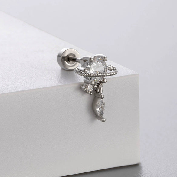 Titanium Steel Women's Bowknot Zirconia Earrings