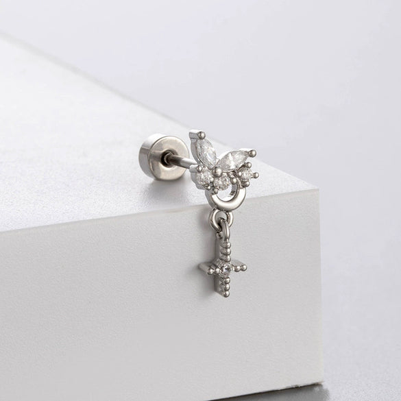 Titanium Steel Women's Bowknot Zirconia Earrings