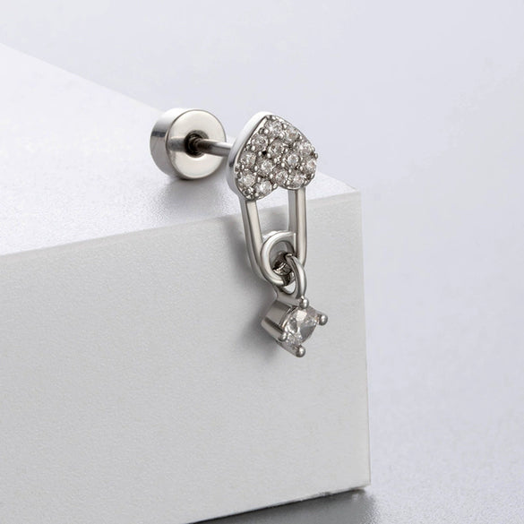 Titanium Steel Women's Bowknot Zirconia Earrings