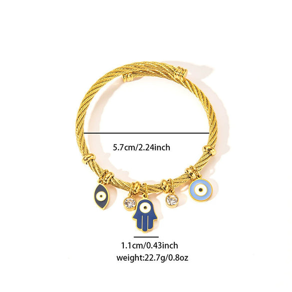 Titanium Steel Women's Bracelet With Devil's Eye And Heart Shape Design Electroplated