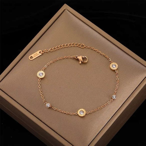 Titanium Steel Women's Bracelet With Geometric Design And Electroplating Treatment