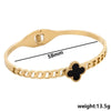 Titanium Steel Women's Bracelet With Lucky Four Leaf Clover Pattern Electroplated In Rose Gold Color Fashion Style