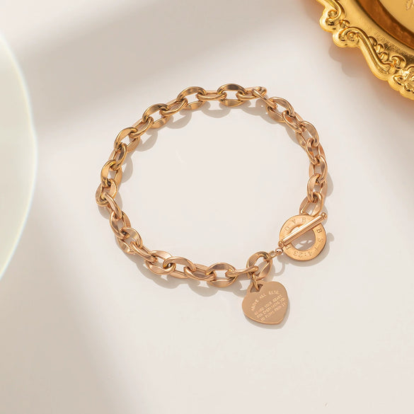 Titanium Steel Women's Bracelet With Rhombus Pattern And Electroplating Treatment