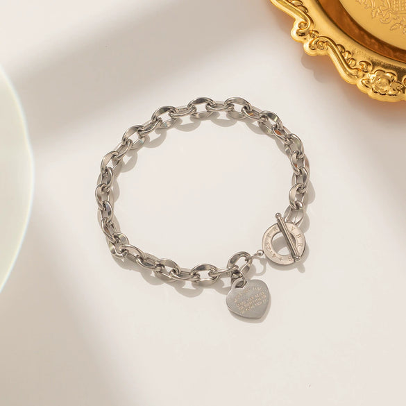 Titanium Steel Women's Bracelet With Rhombus Pattern And Electroplating Treatment