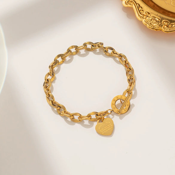 Titanium Steel Women's Bracelet With Rhombus Pattern And Electroplating Treatment