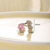 Titanium Steel Women's C Shaped Horseshoe Ring Style Earrings With Inlaid Zircon Bow And Heart Pattern