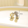 Titanium Steel Women's C Shaped Horseshoe Ring Style Earrings With Inlaid Zircon Bow And Heart Pattern