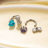 Titanium Steel Women's C Shaped Horseshoe Ring Style Earrings With Inlaid Zircon Bow And Heart Pattern