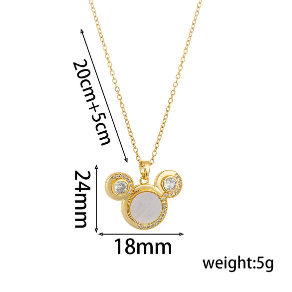 Titanium Steel Women's Cartoon Animal Zodiac Pendant Necklace With Mixed Gemstone Inlay And Electroplating