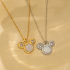 Titanium Steel Women's Cartoon Animal Zodiac Pendant Necklace With Mixed Gemstone Inlay And Electroplating