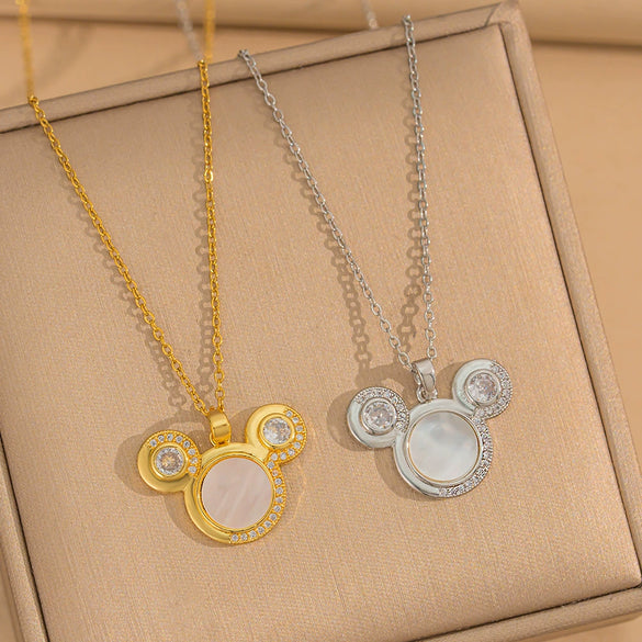 Titanium Steel Women's Cartoon Animal Zodiac Pendant Necklace With Mixed Gemstone Inlay And Electroplating
