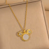 Titanium Steel Women's Cartoon Animal Zodiac Pendant Necklace With Mixed Gemstone Inlay And Electroplating