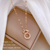 Titanium Steel Women's Cartoon Geometric Diamond Necklace With Copper Pendant
