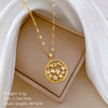 Titanium Steel Women's Cartoon Geometric Diamond Necklace With Copper Pendant