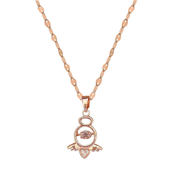 Titanium Steel Women's Cartoon Geometric Diamond Necklace With Copper Pendant