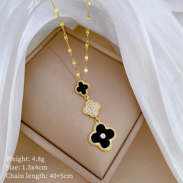 Titanium Steel Women's Cartoon Geometric Diamond Necklace With Copper Pendant