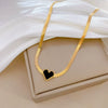 Titanium Steel Women's Cartoon Geometric Love Chain Doublesided Furnace Real Gold Plated Necklace